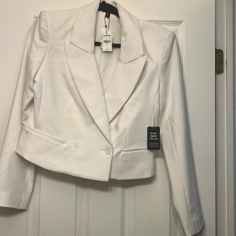 Express cropped double breasted button blazer M